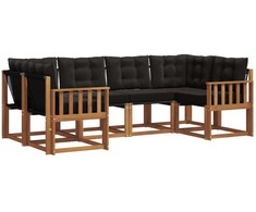 Lauko sofos komplektas su pagalve 6 pcs Natūrali ir juoda