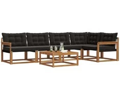 Lauko sofos komplektas su pagalve 6 pcs Natūrali ir juoda