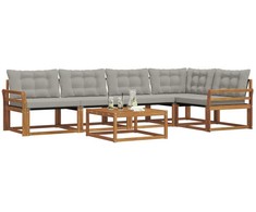 Lauko sofos komplektas 6 pcs Natūrali ir šviesiai pilka