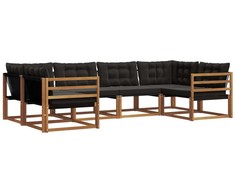 Lauko sofos komplektas su pagalve 6 pcs Natūrali ir juoda