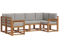 Lauko sofos komplektas 6 pcs Natūrali ir šviesiai pilka