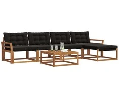Lauko sofos komplektas su pagalve 6 pcs Natūrali ir juoda