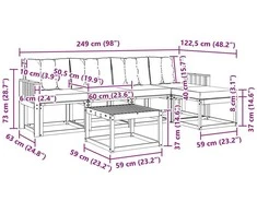Lauko sofos komplektas 6 vnt. Natūrali ir juoda