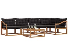 Lauko sofos komplektas su pagalve 6 pcs Natūrali ir juoda