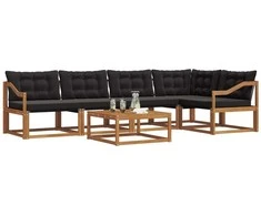 Lauko sofos komplektas su pagalve 6 pcs Natūrali ir juoda
