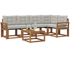 Lauko sofos komplektas 6 pcs Natūrali ir šviesiai pilka