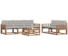 Lauko sofos komplektas 6 pcs Natūrali ir šviesiai pilka