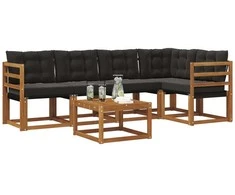 Lauko sofos komplektas su pagalve 6 pcs Natūrali ir juoda