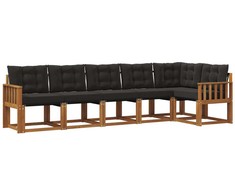 Lauko sofos komplektas su pagalve 6 pcs Natūrali ir juoda