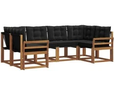 Lauko sofos komplektas su pagalve 6 pcs Natūrali ir juoda