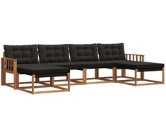 Lauko sofos komplektas su pagalve 6 pcs Natūrali ir juoda