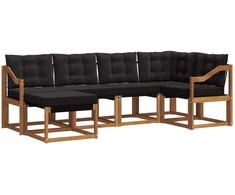 Lauko sofos komplektas su pagalve 6 pcs Natūrali ir juoda