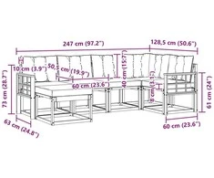 Lauko sofos komplektas 6 vnt. Natūrali ir juoda