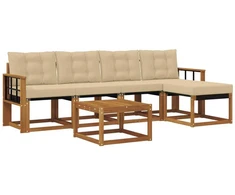 Lauko sofos komplektas 6 vnt. 5 vietos Natūralus ir bežinis