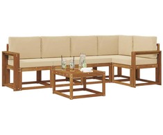 Lauko sofos komplektas su pagalve 6 pcs Natūralus ir bežinis