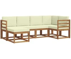 Sofa Lauko sofos komplektas su pagalve 6 pcs Natūralus ir grietinėlė