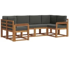 Lauko sofos komplektas su pagalve 6 pcs Natūralus ir antracitas