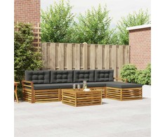 Lauko sofos komplektas su pagalve 6 pcs Natūralus ir antracitas
