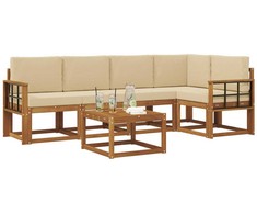 Lauko sofos komplektas su pagalve 6 pcs Natūralus ir bežinis