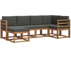 Lauko sofos komplektas su pagalve 6 pcs Natūralus ir antracitas