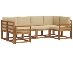 Lauko sofos komplektas su pagalve 6 pcs Natūralus ir bežinis