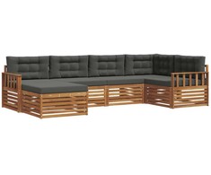Lauko sofos komplektas su pagalve 6 pcs Natūralus ir antracitas