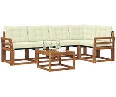 Lauko sofos komplektas su pagalve 6 pcs Natūralus ir grietinėlė