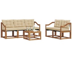Lauko sofos komplektas su pagalve 6 pcs Natūralus ir bežinis