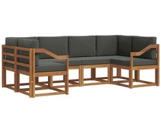 Lauko sofos komplektas su pagalve 6 pcs Natūralus ir antracitas