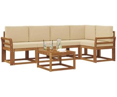 Sofa Lauko sofos komplektas su pagalve 6 pcs Natūralus ir bežinis