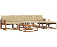Lauko sofos komplektas su pagalve 6 pcs Natūralus ir bežinis