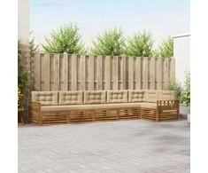 Lauko sofos komplektas su pagalve 6 pcs Natūralus ir bežinis