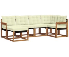 Lauko sofos komplektas su pagalve 6 pcs Natūralus ir grietinėlė