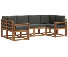 Lauko sofos komplektas su pagalve 6 pcs Natūralus ir antracitas