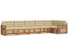Lauko sofos komplektas su pagalve 6 pcs Natūralus ir bežinis
