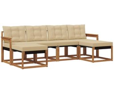 Lauko sofos komplektas su pagalve 6 pcs Natūralus ir bežinis