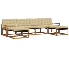 Lauko sofos komplektas su pagalve 6 pcs Natūralus ir bežinis