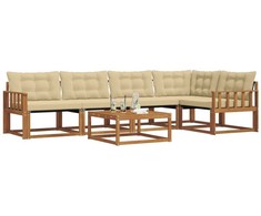Lauko sofos komplektas su pagalve 6 pcs Natūralus ir bežinis
