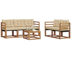 Lauko sofos komplektas su pagalve 6 pcs Natūralus ir bežinis
