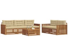Lauko sofos komplektas su pagalve 6 pcs Natūralus ir bežinis