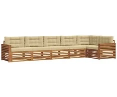 Lauko sofos komplektas su pagalve 6 pcs Natūralus ir bežinis
