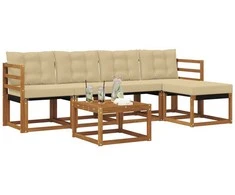 Lauko baldų komplektas Lauko sofos komplektas su pagalve 6 pcs Natūralus ir bežinis