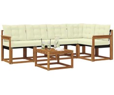 Lauko sofos komplektas su pagalve 6 pcs Natūralus ir grietinėlė