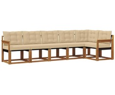 Lauko sofos komplektas su pagalve 6 pcs Natūralus ir bežinis