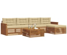 Lauko sofos komplektas su pagalve 6 pcs Natūralus ir bežinis