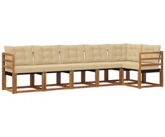 Lauko sofos komplektas su pagalve 6 pcs Natūralus ir bežinis