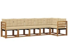 Lauko sofos komplektas su pagalve 6 pcs Natūralus ir bežinis