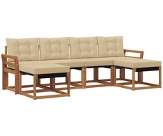 Lauko sofos komplektas su pagalve 6 pcs Natūralus ir bežinis
