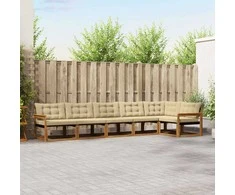 Lauko sofos komplektas su pagalve 6 pcs Natūralus ir bežinis