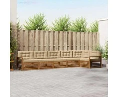 Lauko sofos komplektas su pagalve 6 pcs Natūralus ir bežinis